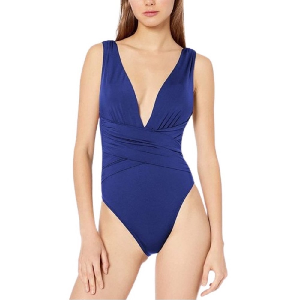 Plunge Wrap Front One Piece Swimsuit